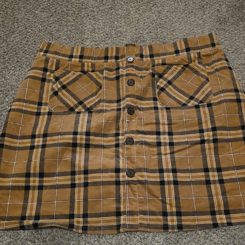 Torrid Brown and Black Plaid Mini Skirt